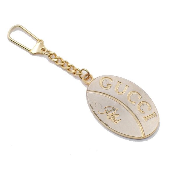 GUCCI Plus Logo Key Holder Bag Charm Key Ring Gold-Plated - Picture 1 of 10